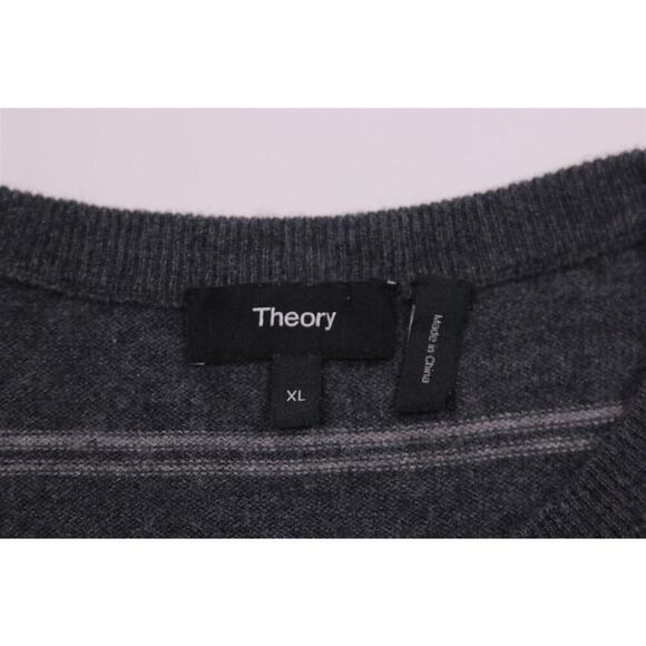 Theory Riland Model Men's Gray Knit Striped Merino Wool Crewneck Sweater XL - Picture 5 of 6